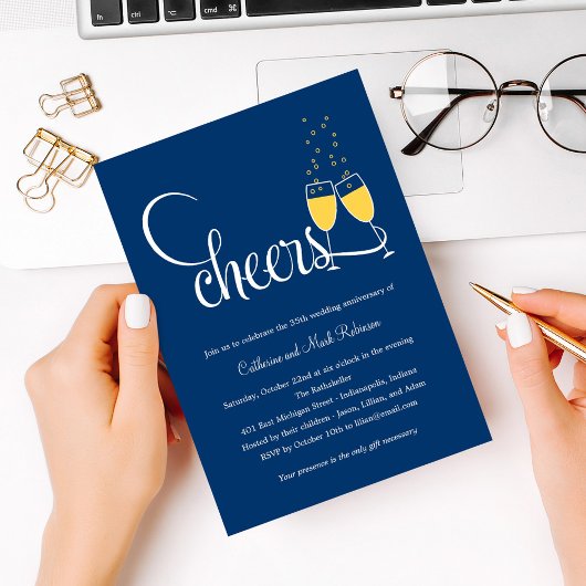 Champagne Toast Trouwjubileum Uitnodiging