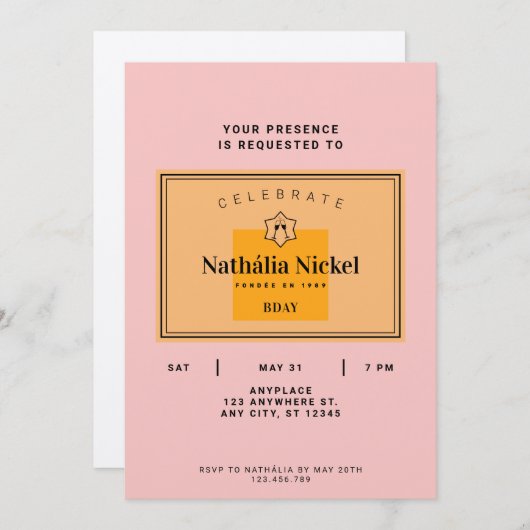 Champagne Toast uitnodiging (Voorkant / Achterkant)