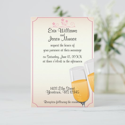 Champagne Toast Uitnodiging (Staand voorkant)