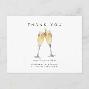 Champagne Toast Uitvaart Verlies van Leven Dank U Briefkaart