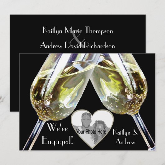 Champagne Toast / Verloving Aankondiging (Voorkant / Achterkant)