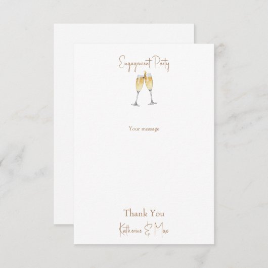 Champagne Toast Verlovingsfeest Bericht Dank u Bedankkaart (Voorkant / Achterkant)