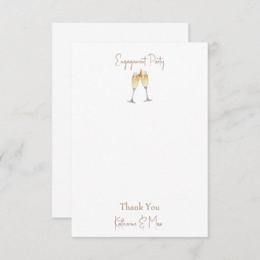 Champagne Toast Verlovingsfeest Dank u Bedankkaart (Voorkant / Achterkant)
