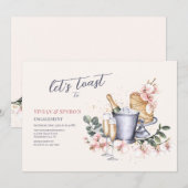 Champagne Toast Verlovingsfeest Kaart (Voorkant / Achterkant)