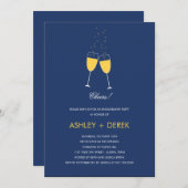 Champagne Toast verlovingsfeest uitnodiging (Voorkant / Achterkant)