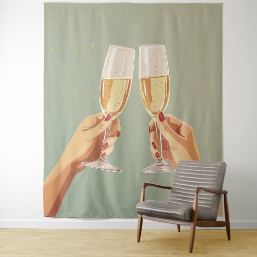 Champagne Toast Viering  Wandkleed (In situ)