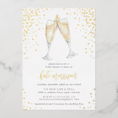 Champagne Toast | Vrijgezellenfeest Gold Folie Uitnodiging (Voorkant)