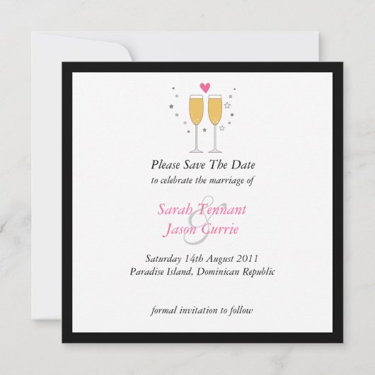 Champagne Toast Wedding Save the Date (Achterkant)