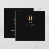 Champagne Toast Wedding Save the Date - black (Voorkant / Achterkant)