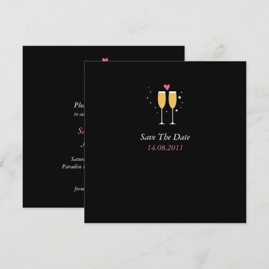Champagne Toast Wedding Save the Date - black (Voorkant / Achterkant)