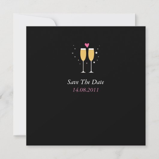 Champagne Toast Wedding Save the Date - black (Voorkant)