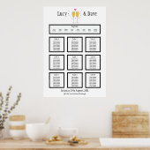 Champagne Toast Wedding Table Sezing Plan Poster (Keuken)
