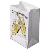 Champagne Toast White Lace Medium Cadeauzakje (Voorkant Gekanteld)