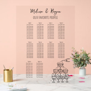 Champagne Toren Bruiloft zitgrafiek 18x24 Acryl Bord