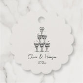 Champagne Toren Doodle Aangepaste Naam Bruiloft Bedankjes Labels (Achterkant)
