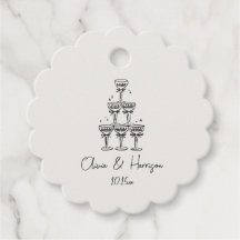 Champagne Toren Doodle Aangepaste Naam Bruiloft
