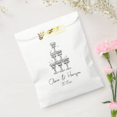Champagne Toren Doodle Aangepaste Naam Bruiloft Bedankzakje (Gezegeld)