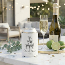 Champagne Toren Doodle Aangepaste Naam Bruiloft