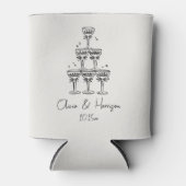 Champagne Toren Doodle Aangepaste Naam Bruiloft Blikjeskoeler (Voorkant)