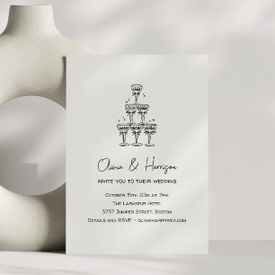 Champagne Toren Doodle Aangepaste Naam Bruiloft Kaart