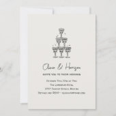 Champagne Toren Doodle Aangepaste Naam Bruiloft Kaart (Voorkant)