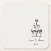 Champagne Toren Doodle Aangepaste Naam Bruiloft Kartonnen Onderzetters (Voorkant)