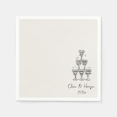 Champagne Toren Doodle Aangepaste Naam Bruiloft Servet (Voorkant)