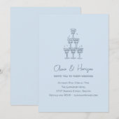 Champagne Toren Doodle Koelblauwe Bruiloft Kaart (Voorkant / Achterkant)