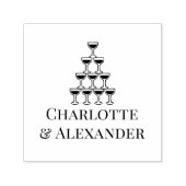 Champagne Toren Echtpaar Bruid Bruidegom Namen Zelfinktende Stempel (Design)