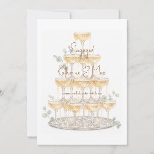 Champagne Toren Eucalyptus Verloving Feest Kaart