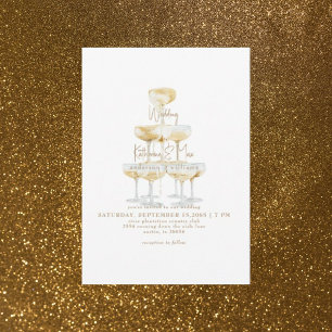 Champagne Toren Gouden Tekst Trouw Kaart
