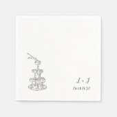 Champagne Toren Monogram Elegante Trouwcocktail Servet (Voorkant)
