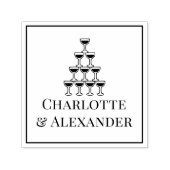 Champagne Toren Paar Bruid Groom Namen ingelijst Zelfinktende Stempel (Design)