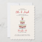 Champagne Toren QR Code RSVP All-In-One Huwelijk Kaart (Voorkant)