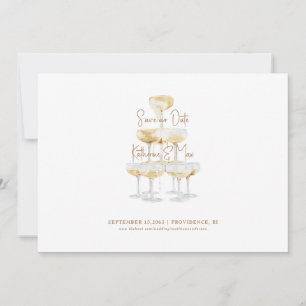 Champagne Toren Trouw Save Our Date Kaart