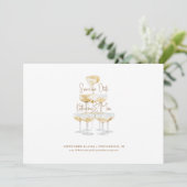 Champagne Toren Trouw Save Our Date Kaart (Staand voorkant)