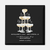 Champagne Toren Zwart Bruiloft Save the Date Magneet (Voorkant)