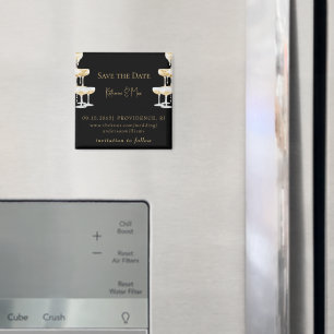 Champagne Toren Zwarte Trouwdag Save the Date Magneet