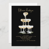 Champagne Tower Black 30th Birthday Party  Kaart (Voorkant / Achterkant)