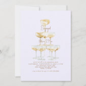 Champagne Tower Bord Lavendel Verlovingsfeest Kaart (Voorkant)