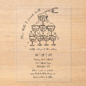 Champagne Tower bruiloft Acryl Uitnodigingen (Voorkant)