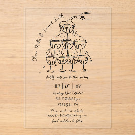 Champagne Tower bruiloft Acryl Uitnodigingen