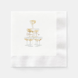 Champagne Tower Custom Names Wedding Coined Servet