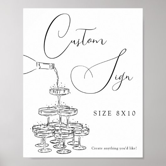 Champagne Tower Custom Wedding Sign Poster (Voorkant)