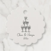 Champagne Tower Doodle Custom Name Wedding Bedankjes Labels (Voorkant)