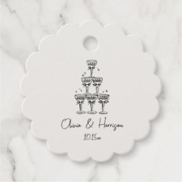 Champagne Tower Doodle Custom Name Wedding Bedankjes Labels