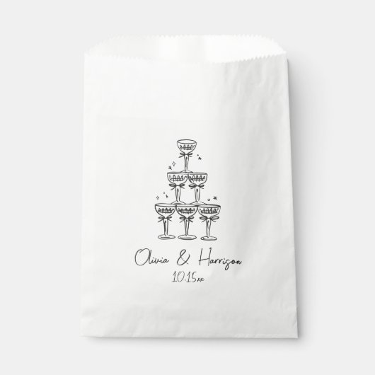 Champagne Tower Doodle Custom Name Wedding Bedankzakje (Voorkant)