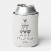 Champagne Tower Doodle Custom Name Wedding Blikjeskoeler (Blikje Voorkant)