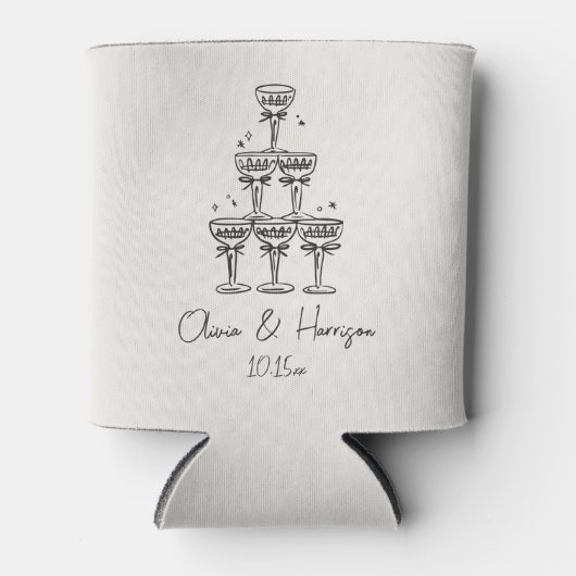 Champagne Tower Doodle Custom Name Wedding Blikjeskoeler (Voorkant)