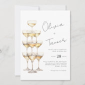 Champagne Tower eenvoudige chique elegante bruilof Kaart (Voorkant)